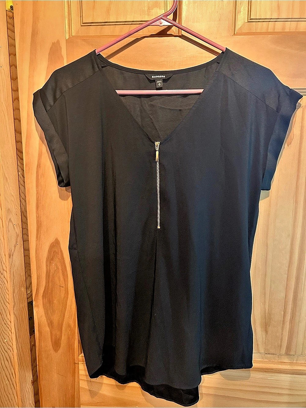 Express Black Zip Front Top Size Medium